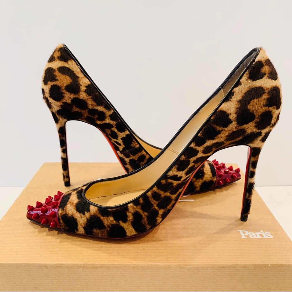 Christian Louboutin Leopard Pony Hair & Patent Toe